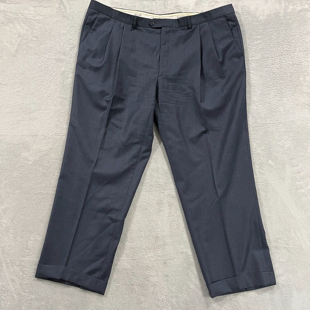 Santorelli‎ Mens Pants 44x30* Dress Pant Luxury Serge 100% Virgin Wool Pleated